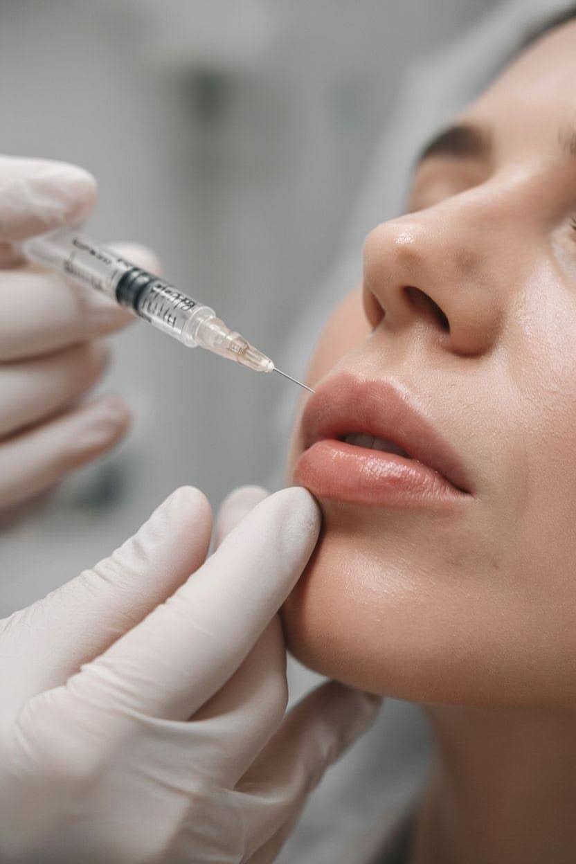 A clinician carefully performing an injectable treatment on a patient.